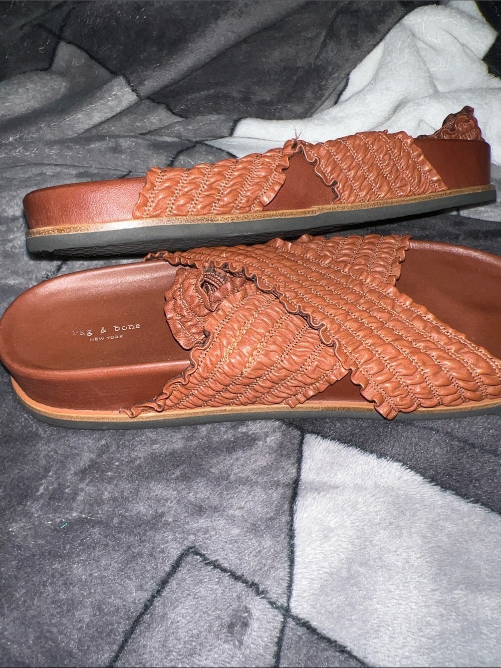 rag & bone Bailey Leather Cross-Strap Slingback Sandals size 7.5 or 37.5 - Picture 6 of 14